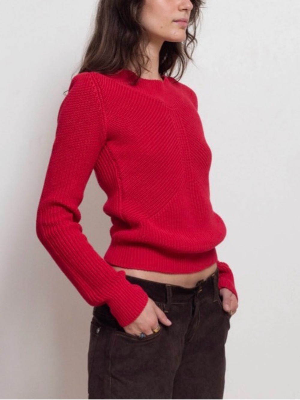 Emily Dawn Long Rosso Boatneck Sweater